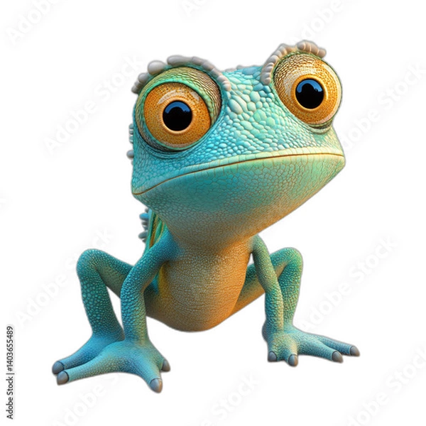 Obraz There Is A Blue And Orange Frog With Big Eyes Sitting On A White Surface