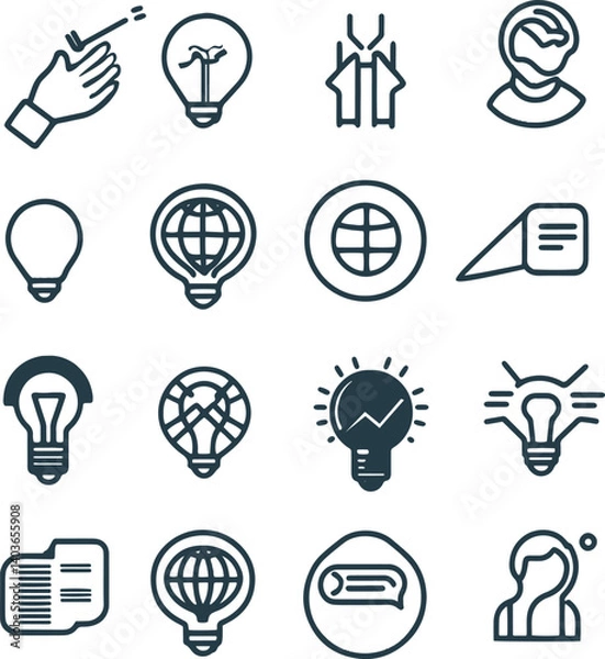 Fototapeta Set of 16 Collaboration icons teamwork symbols