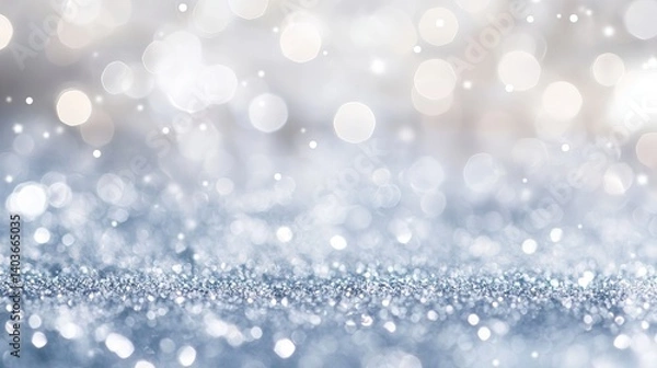 Obraz A blurred background of silver glitter and bokeh lights creating a festive atmosphere for celebrations