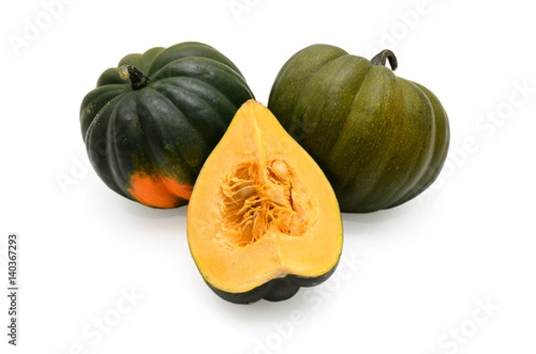 Obraz Fresh Acorn Squash Cutout Isolated On White Background