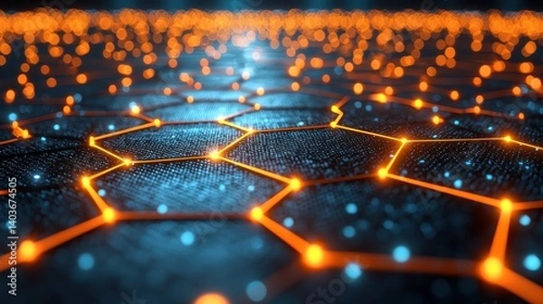 Fototapeta Abstract Hexagonal Network: A Digital Visualization of Interconnectivity