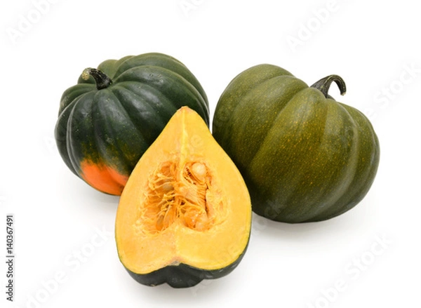Fototapeta Fresh Acorn Squash Cutout Isolated On White Background