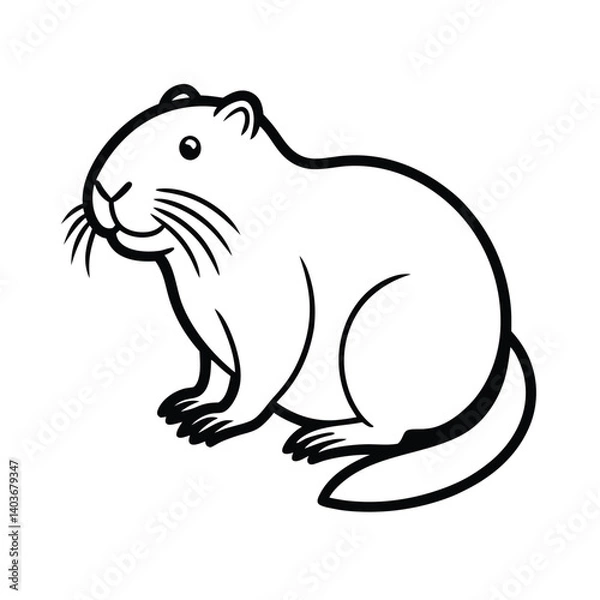 Fototapeta beaver line art vector on white background