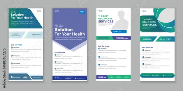 Fototapeta Bundle Medical Roll-Up Or Dl Flyer And Rack Card Design Template For Your Business