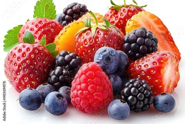 Obraz A close up image of a colorful collection of fresh berries
