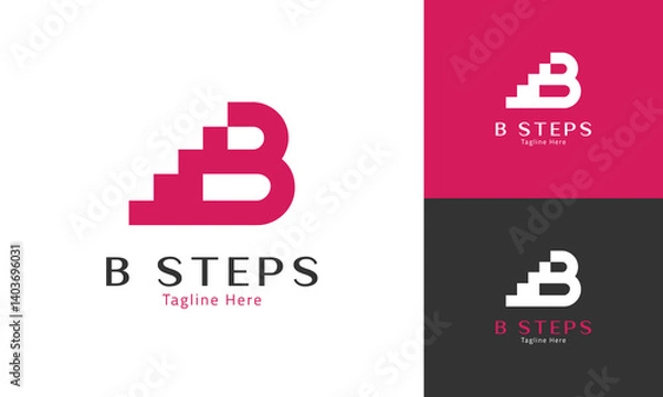 Fototapeta Creative logo using letter B combined with step up icon, symbolize growth and improvement.