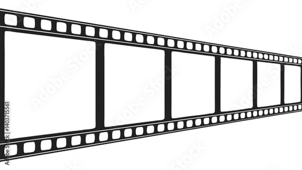 Obraz long 35mm filmstrip or border with empty frames on white background PNG. AI GENERATED