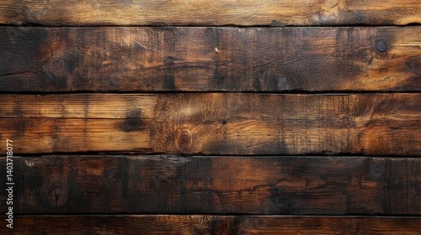 Fototapeta Rustic wooden planks with rich, dark textures and natural patterns.