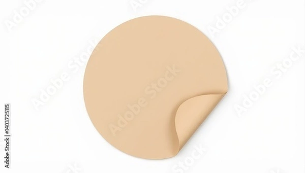 Obraz Beige Round Sticker with Peel-Off Corner