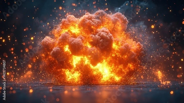 Fototapeta Fiery Explosion: A Digital Rendering of an Intense Blast