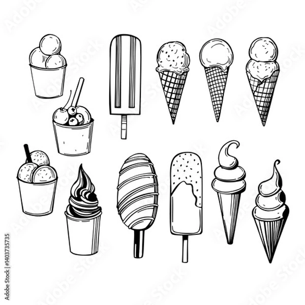 Obraz Hand-drawn ice cream. Vector sketch  illustration.