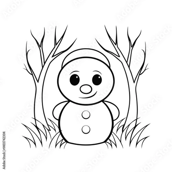 Obraz cute snowman blowing kisses  add grass and a tree  (1).eps