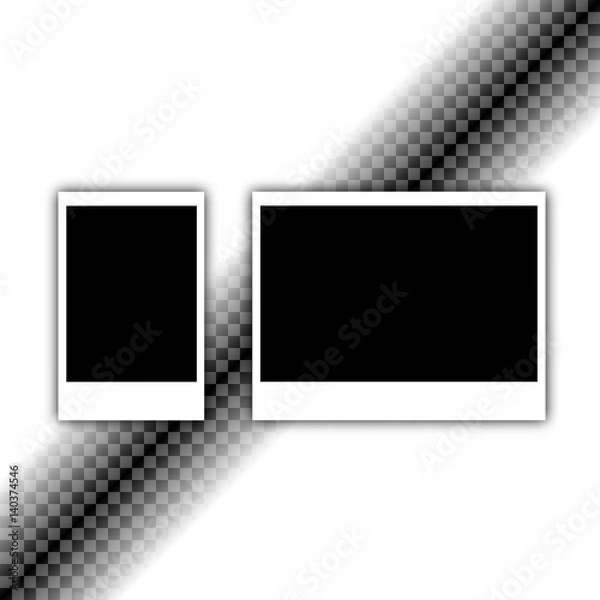 Fototapeta Modern Instant Photo Frames. Wide and Normal. White Plastic Border with Shadow on a Transparent Background. Vector illustration.