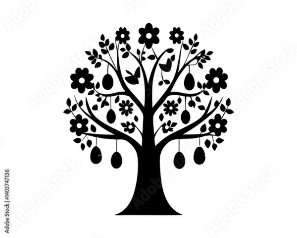Fototapeta creative details Easter Tree Icon Vector Illustration