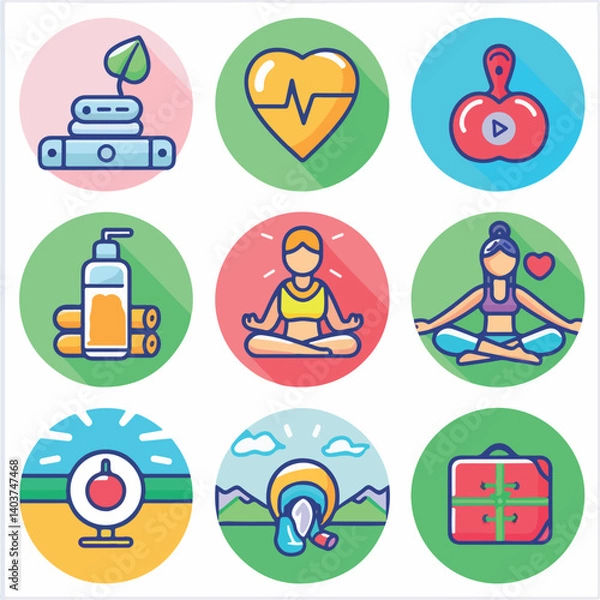 Fototapeta set of flat icons for helth