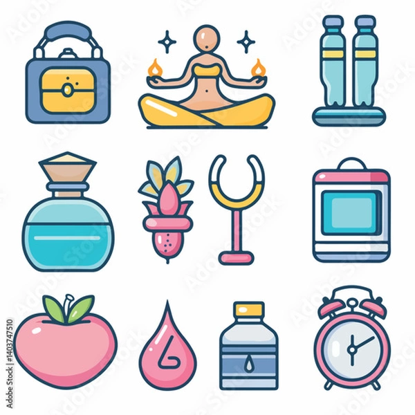 Fototapeta set of daily need icons