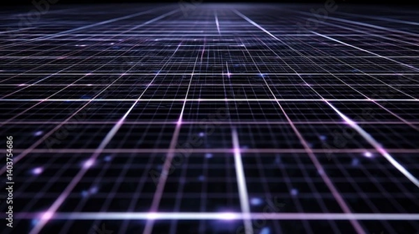 Fototapeta Abstract Glowing Grid Perspective Background Illustration