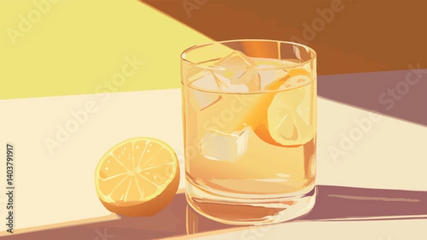 Fototapeta Glass of Iced Lemonade with Lemon.eps