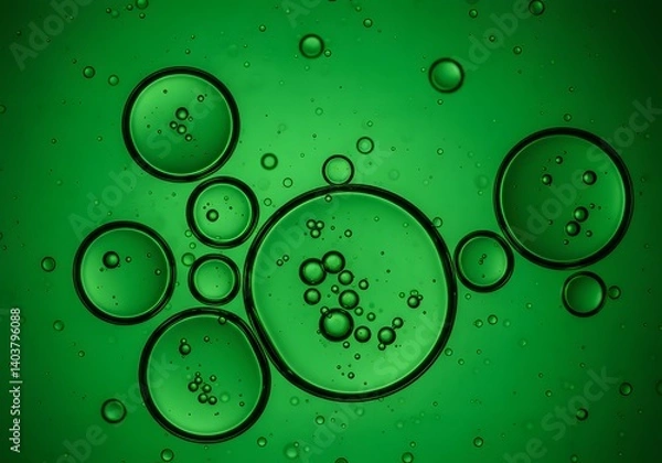Fototapeta Emerald Green Abstract: A Microscopic World of Bubbles