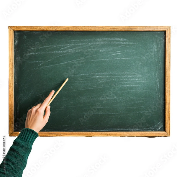 Obraz Teacher pointing at chalkboard with pointer stick , Transparent Image