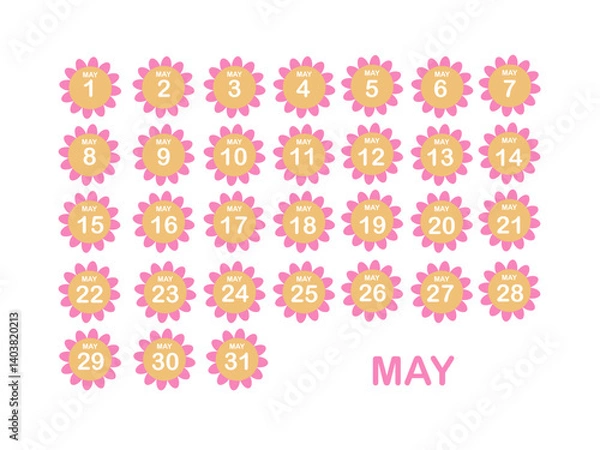 Fototapeta Look calendar May icon in flat style. Planner vector illustration on isolated background. Calendar sign business concept.