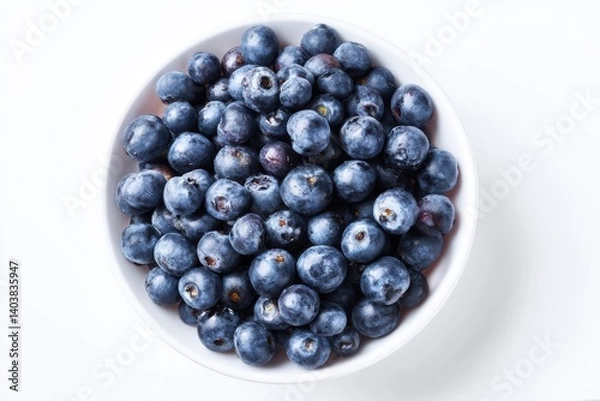 Fototapeta Blueberries in bowl, close up view on white background