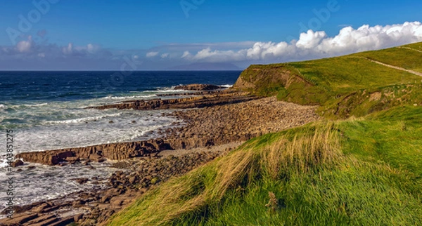 Fototapeta Atlantic Ocean Rocky Coastal Shoreline with Waves Crashing on Rocks