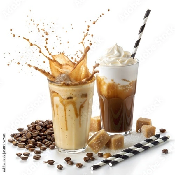 Obraz Refreshing Iced Coffee Drinks Two Dynamic Variations