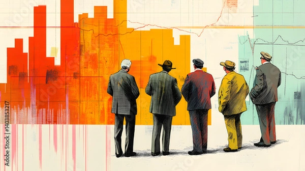 Obraz investors looking chart wondering