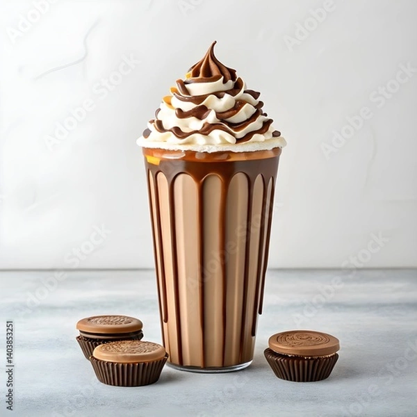 Obraz Indulge in a Creamy Chocolate Milkshake with Whipped Cream