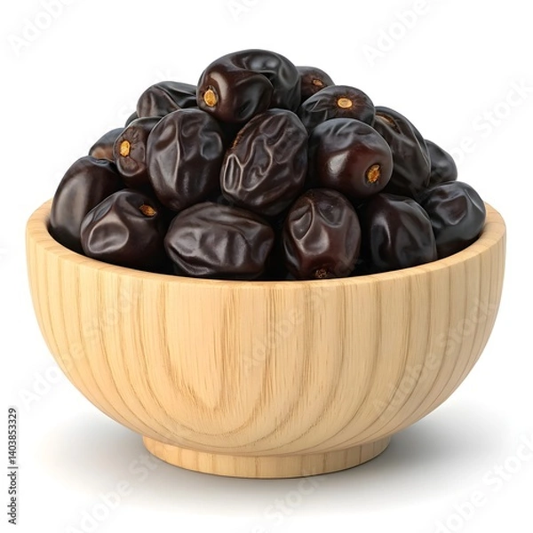 Obraz Sweet Dates in a Wooden Bowl Delicious and Healthy Dried Fruit