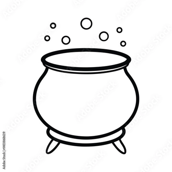 Fototapeta witch cauldron line art on white background.eps