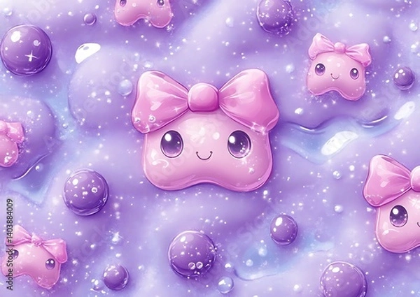 Obraz Cute slime characters, purple, pink
