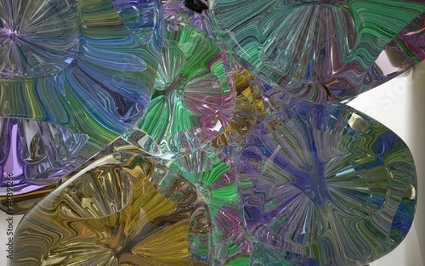 Fototapeta Abstract black and colored gradient parametric interiorwith window. 3D illustration and rendering.