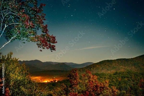 Fototapeta dusk in the mountains with stars