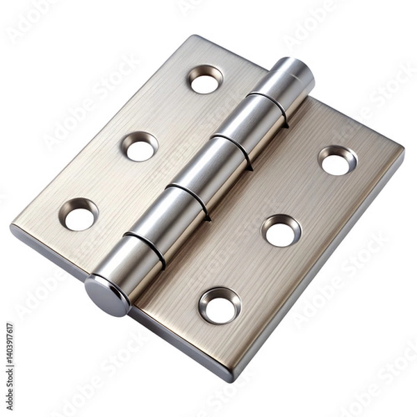 Fototapeta Metal hinge hardware closeup isolated on transparent background