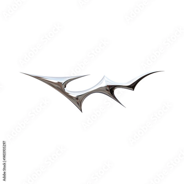 Fototapeta Futuristic organic abstraction with sharp, fluid shapes and reflective surfaces.