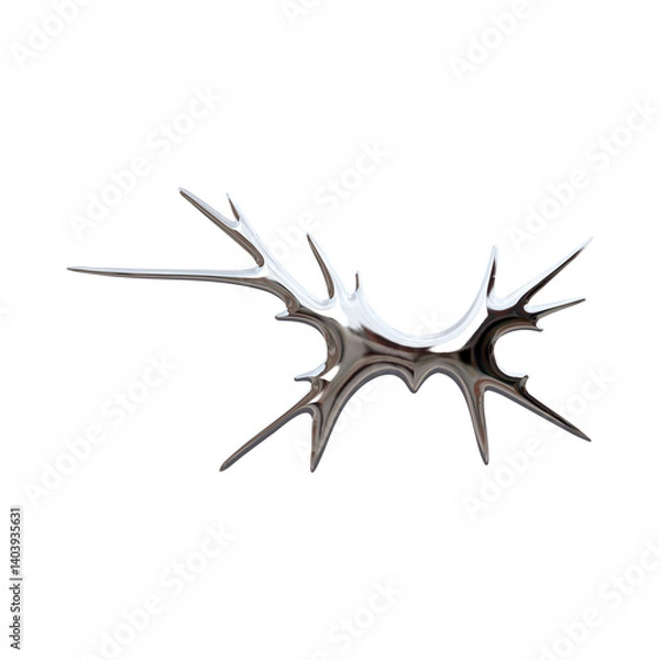 Fototapeta Abstract organic sculpture with sharp protrusions and reflective surfaces
