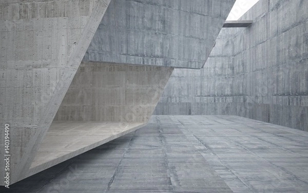 Obraz Empty dark abstract brown concrete room smooth interior. Architectural background.  3D illustration and rendering