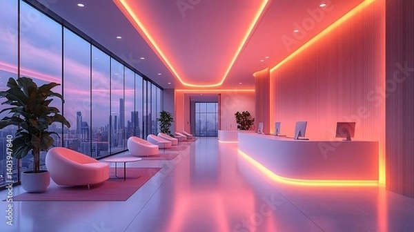 Fototapeta Professional lab futuristic hallway design high resolution photo