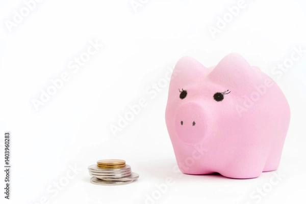 Obraz Gold towers made out of gold and silvery coins, stack isolated on white background. savings concept, fundraising.