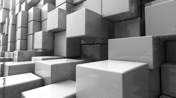 Fototapeta Abstract White Cubes: A 3D Rendering of Interlocking Geometric Shapes