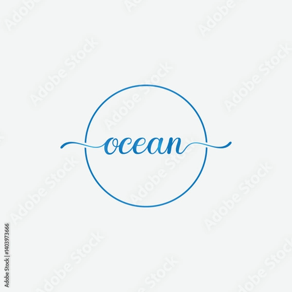 Fototapeta Vector premium OCEAN Script logo design concept