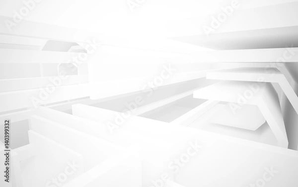 Fototapeta White smooth abstract architectural background. 3D illustration and rendering