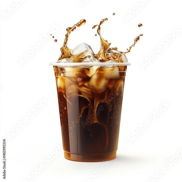 Fototapeta Refreshing soda with ice splash