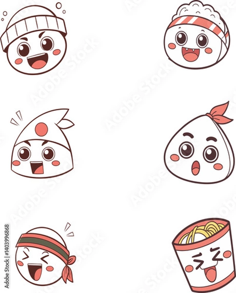 Fototapeta set of funny santa claus and reindeer