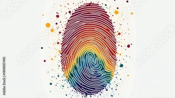 Obraz An illustration of a rainbow fingerprint with swirling colors, representing the beauty of diversity and personal identity