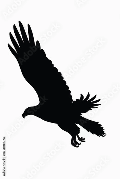Obraz Eagle Soaring, Black Silhouette


