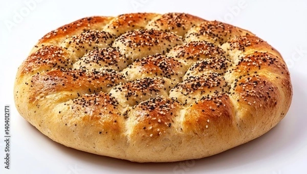 Obraz Round flatbread topped with sesame seeds