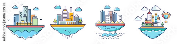 Fototapeta floating city icon, floating city vector illustration-simple illustration of floating city, perfect for floating city logos and icons